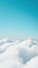 Serene aerial view fluffy white clouds blue sky
