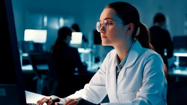Scientist Observing Computer Screen
