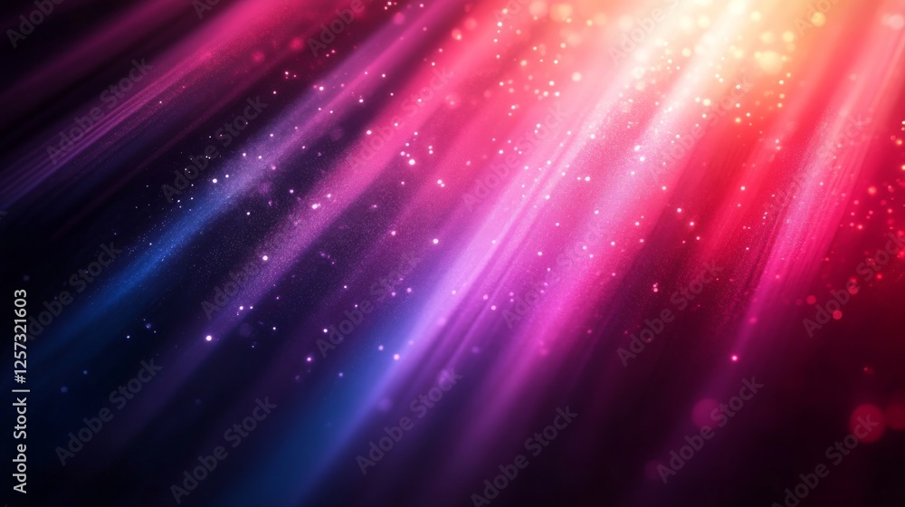 Poster colorful abstract background displaying bright light rays and bokeh