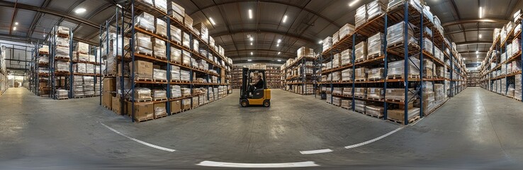 Warehouse forklift moving goods
