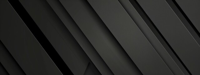 Minimalist abstract wallpaper featuring diagonal lines on a black background. Banner template with white space for text, perfect for modern and professional design applications.