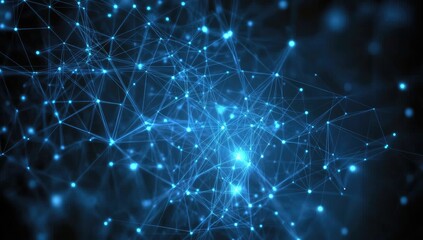 Abstract network, digital connections, dark background, complex design