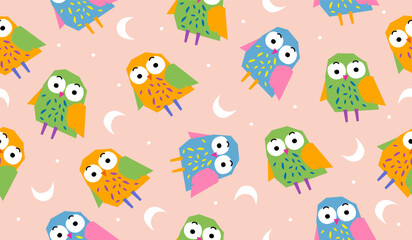 Cute colorful owl pattern background vector design