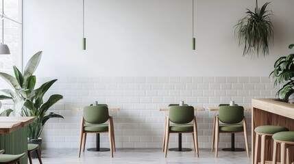 A matcha latte with vibrant green foam in a minimalist cafe setting.