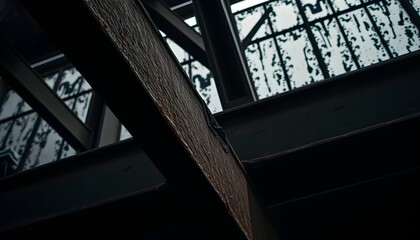 Obraz premium Abstract Industrial Steel Beam Structure Perspective View