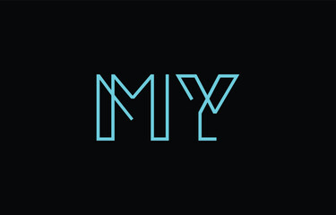 Illustration of creative typography featuring stylized letters M and Y with a minimal blue color theme, suitable for branding and graphic design inspiration.
