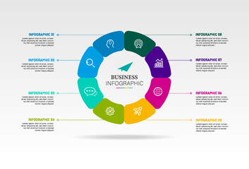 infographic circle templates icons with 8 options
