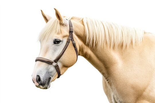 Elegant horse portrait showcasing soft cream coat and gentle exp