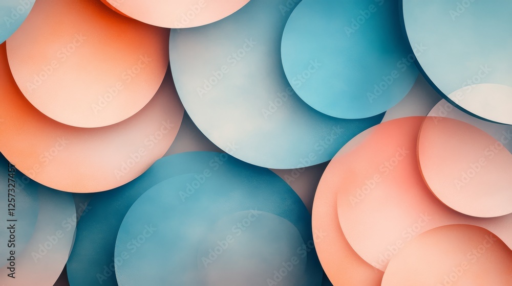 Poster abstract floating circles in varying sizes with soft shadows