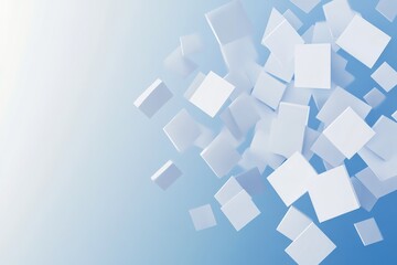 Fototapeta premium Abstract background with white squares and blue geometric shapes