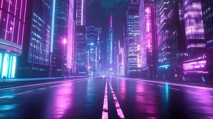 Neon Cityscape at Night: A Cyberpunk Vision