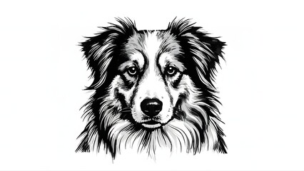 Fototapeta premium Minimalist Outline Clipart of Cute Australian Shepherd