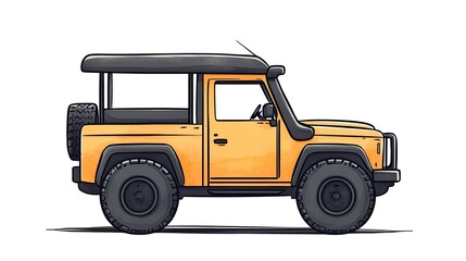 Obraz premium A vibrant yellow off-road vehicle parked on a flat surface with a minimalistic background