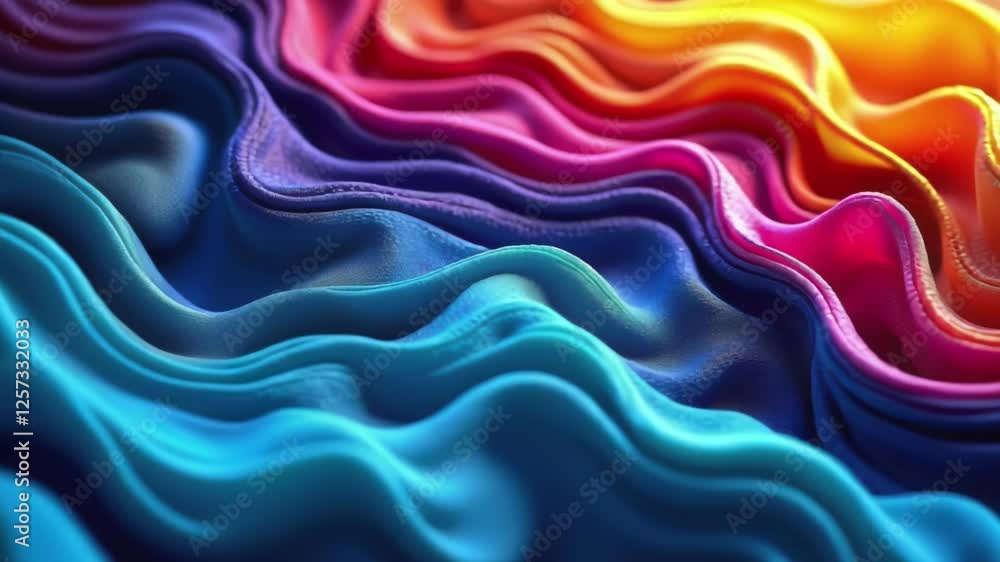Aufkleber Abstract playful color waves in vibrant hues. The flowing patterns create a dynamic and energetic design