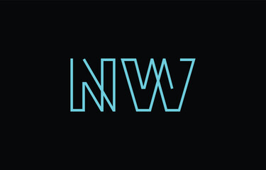 Illustration of creative typography featuring stylized letters N and W with a minimal blue color theme, suitable for branding and graphic design inspiration.