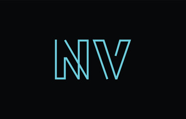 Illustration of creative typography featuring stylized letters N and V with a minimal blue color theme, suitable for branding and graphic design inspiration.