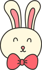 A smiling bunny wearing a sweet bow, radiating joy and charm