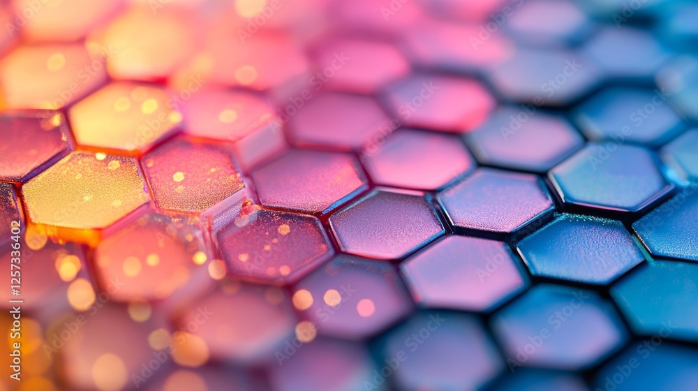 Fototapete abstract rendering features a textured pattern of colorful hexagonal shapes
