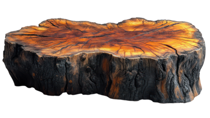 dead log stump isolated on white background