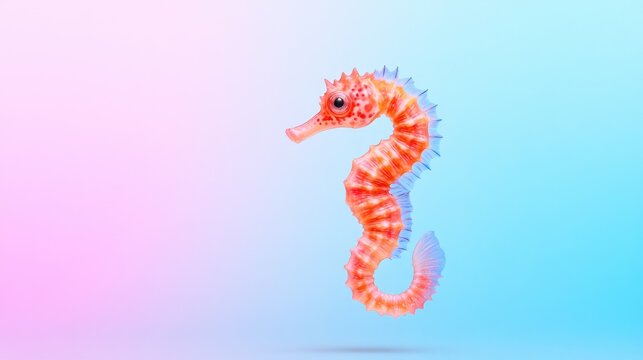 Vibrant seahorse swimming gracefully in a soft pastel background, evoking a serene underwater scene