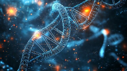 Glowing DNA Strand: A Microscopic Journey into the Heart of Genetics