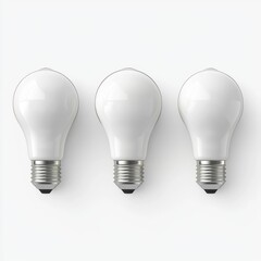Three Modern Energy-Efficient Light Bulbs on a Minimalist Background for Home and Office Lighting Solutions
