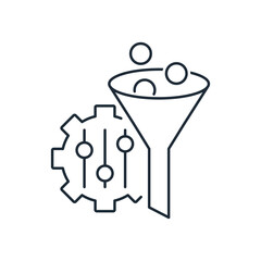 Setting, adjustment of the filter. Vector linear icon isolated on white background.