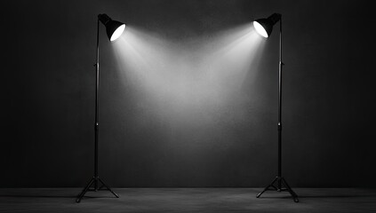 Studio lighting, spotlight, dark background, empty space