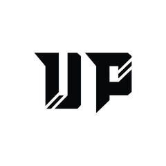 UP monogram logo design letter text name symbol monochrome logotype alphabet character simple logo