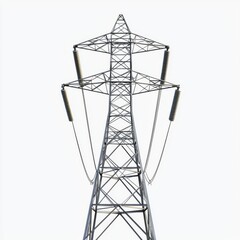 High Voltage Power Lines Tower Against Clear Sky for Energy and Infrastructure Concepts