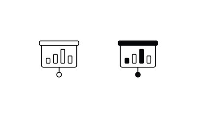 Bar Chart icons set line and glyph vector icon