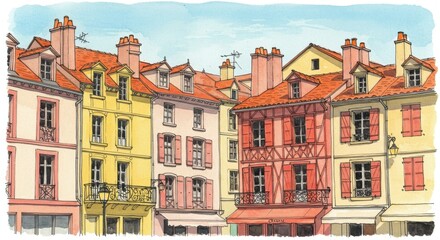 Fototapeta premium Charming european street with colorful architecture and rustic charm