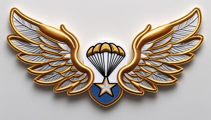 Wings, Honor, Course, Paratrooper, Skydiving, Gold, Soldier, Bravery Medal, Combat Unit, Special, Air Force, Star, Patch, Cloth, Cloth Patch, Arm, Embroidered, Handmade, Thread, icon, Badge, Emblem, s
