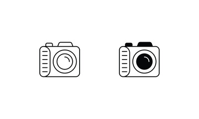 Photo Camera icons set line and glyph vector icon