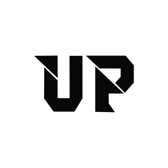 Fototapeta premium UP monogram logo design letter text name symbol monochrome logotype alphabet character simple logo