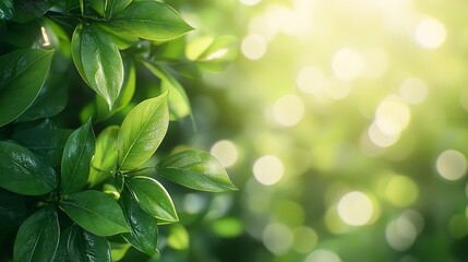 Obraz premium Leafy green tree with a bright green color. The leaves are full and lush, and the sunlight is shining on them, creating a beautiful and serene atmosphere
