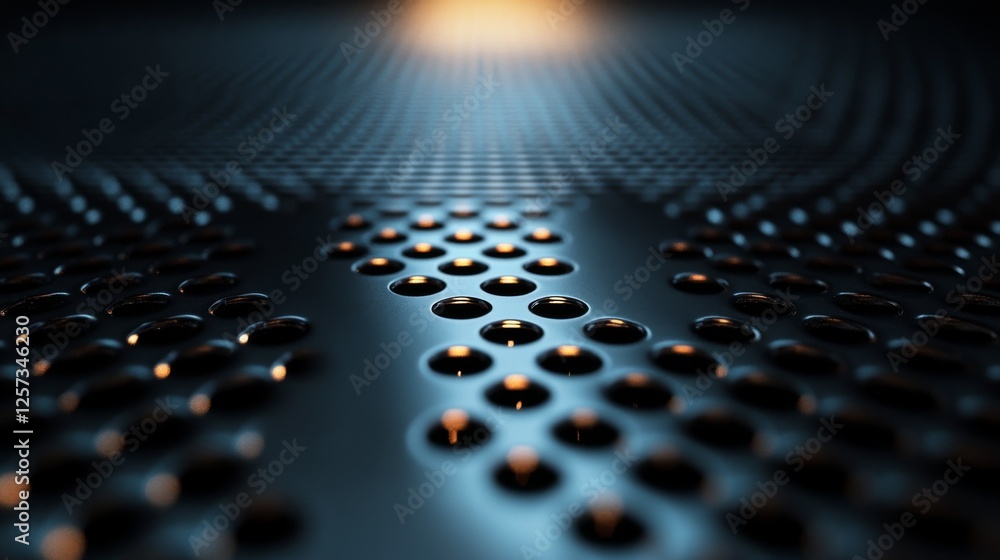 Aufkleber shiny metallic surface with array of circular holes reflecting light
