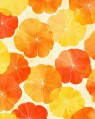 Bright and vibrant floral pattern featuring orange and yellow flowers