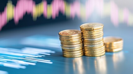 Exploring Income and Growth Strategies with Gold Coins and Financial Symbols to Represent Wealth Investment and Financial Success in the Market and Economy