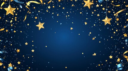 Naklejka premium Abstract background with blue stars and glitter on dark blue background