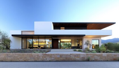 Contemporary White Modern House with Spacious Outdoor Area