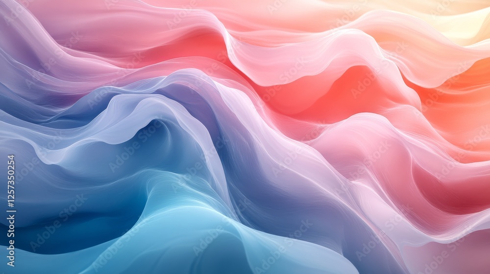 Poster abstract waves in soft hues create a calming atmosphere