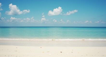 Obraz premium Idyllic Tropical Beach Scene with Turquoise Water and Blue Sky