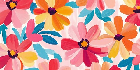Cute abstract flowers print. Modern cartoon style pattern. Fashionable template for design.