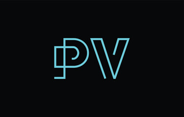 Illustration of creative typography featuring stylized letters P and V with a minimal blue color theme, suitable for branding and graphic design inspiration.