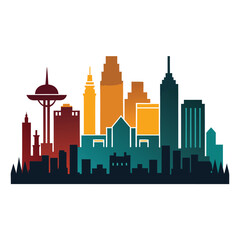 city silhouette vector set panorama city on white background