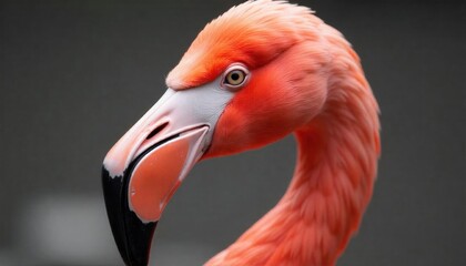 Closeup Flamingo Portrait Pink Feathers Bird Profile