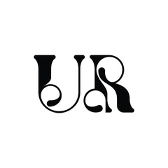 UR monogram logo design letter text name symbol monochrome logotype alphabet character simple logo