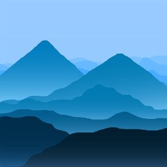 illustration of cool mountain scenery at dawn