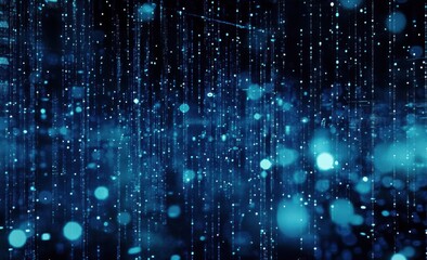 Abstract digital rain, dark background, data flow, visual display